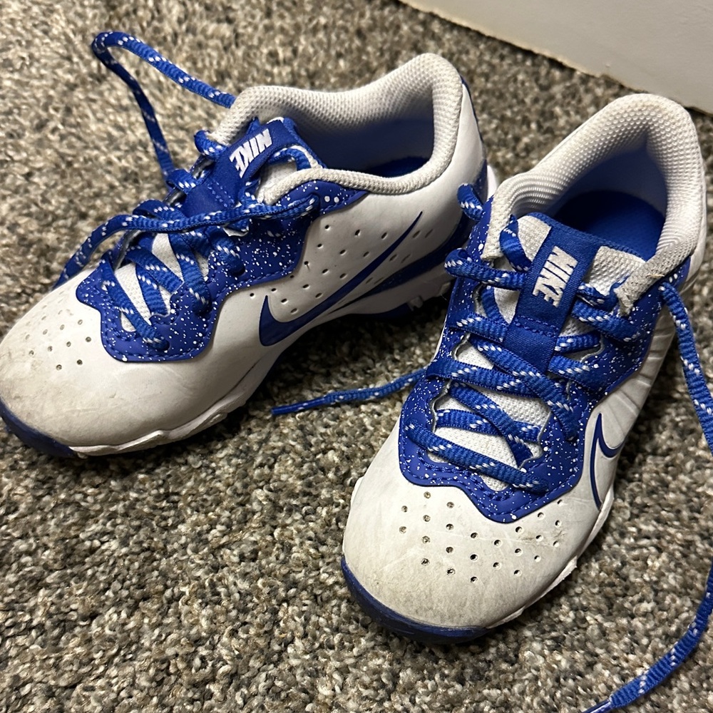 Nike Kids White and Blue cleats size 11